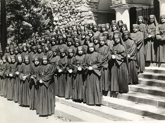 The Professed Sisters of our Community on the Chapel steps in 1944