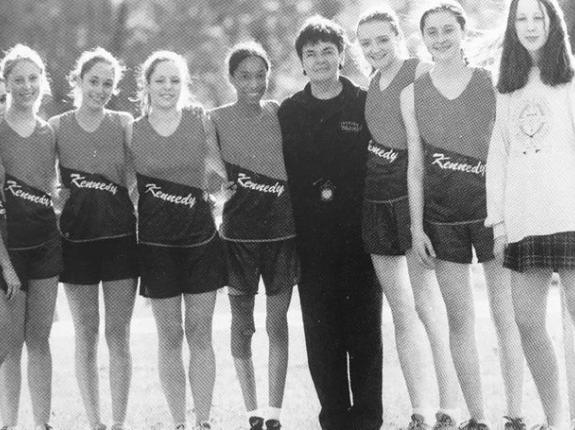 Sr. Janet and her Kennedy Catholic HS girls' track team