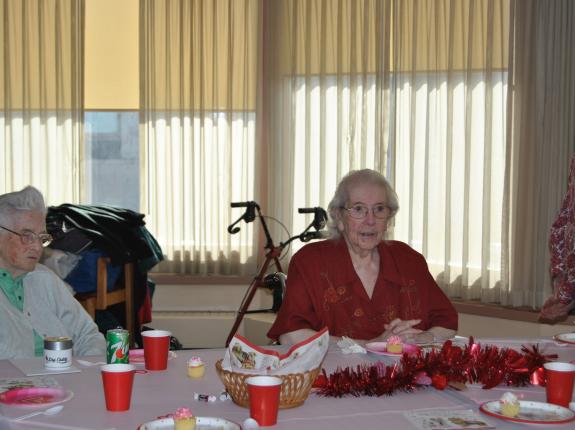 Sr. Caroline is on the right; Sr. Jean Noonan is on the left