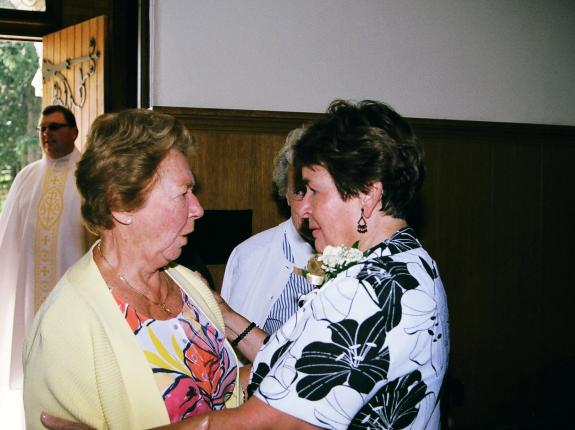 Sr. Mary Lynn Kellogg congratulates Sr. Janet (on the right) on her Golden Jubilee!