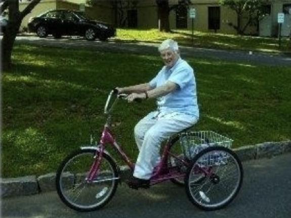 Jean on her tricycle!
