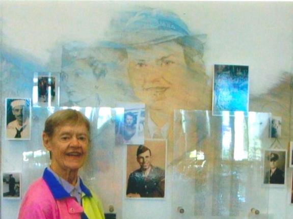 Here's Sr. Mary Beth at an exhibit of World War II veterans that features her as a SPAR!